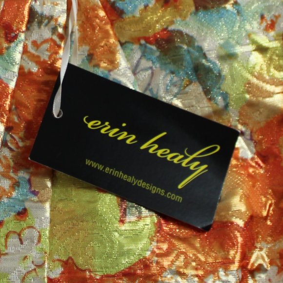 Erin Healy One of a Kind Custom Made Orange Blossom Polished Brocade Dre… - Picture 11 of 11